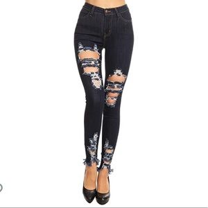 High-Waist Ripped Skinny Jeans 👖